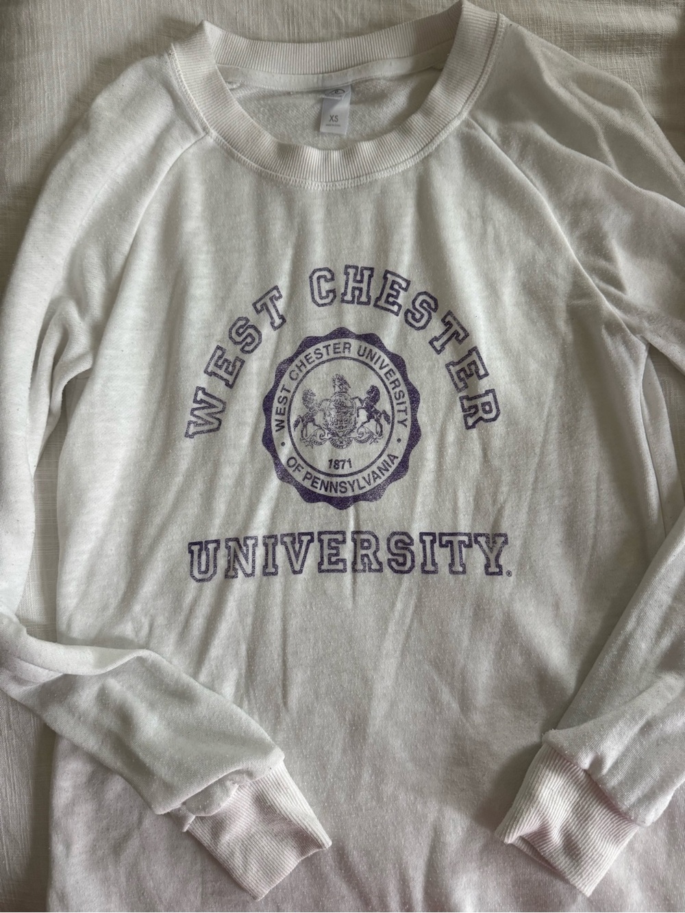 Women’s West Chester University Of Pennsylvania Crewneck White Purple Xs